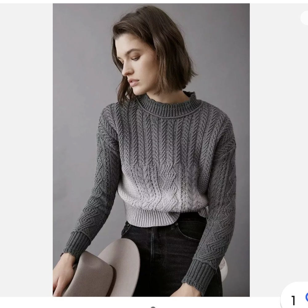 Anthropologie Marci Dip Dyed Cable Knit Sweater